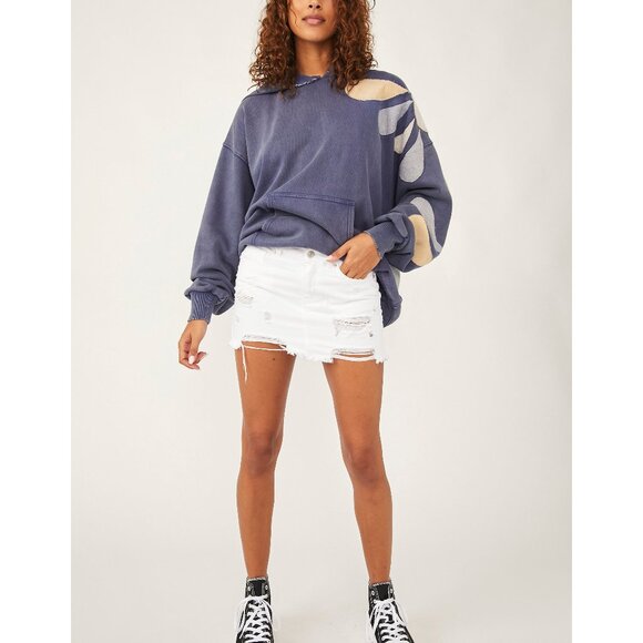 Free People White Distressed Mini Skirt - Picture 3 of 9